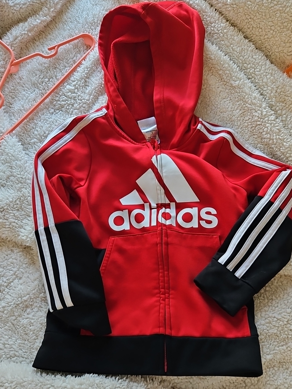 adidas Red & Black Hoodie with White Logo